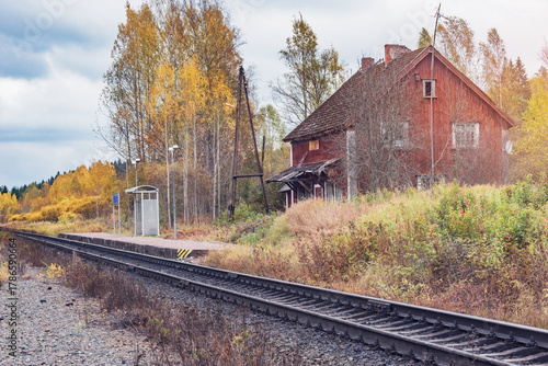 Wallpaper Mural Small ancient railway station by the forest. Torontodigital.ca