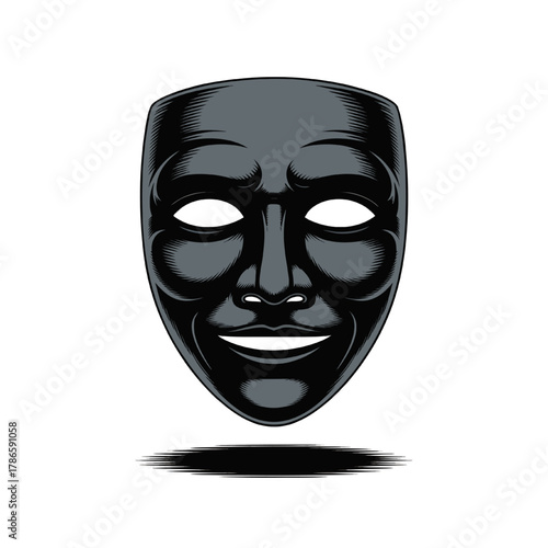 floating empty hollow theatre mask dark shadow
mysterious amorphous theatre mask entity floating in a empty nothingness white void, ominous solemn scene