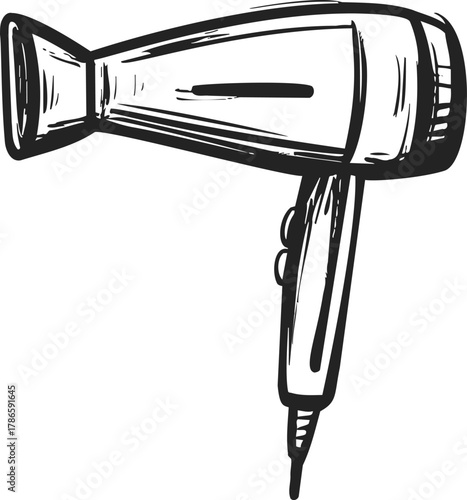 Hair dryer sketch hand drawn style isolated on white background — stock vector