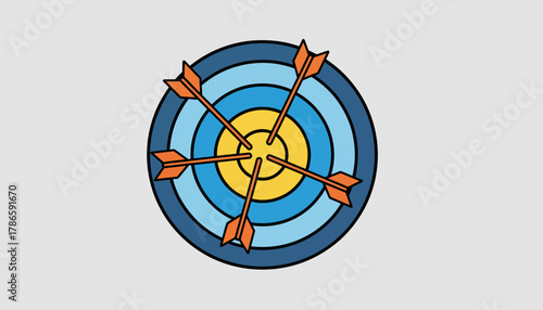 A target board with arrows primarily hitting the bullseye illustrating the precision and focus needed in goal achievement.