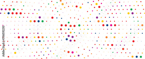 Bright multicolor dotted pattern with scattered circular points forming a playful abstract background, modern decorative design ideal for party themes festival visuals social media banners and fun cre