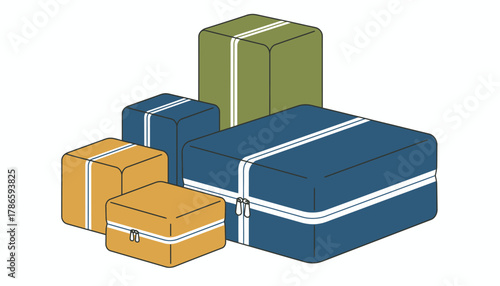 A set of compression packing cubes in various sizes ideal for organized packing and maximizing luggage space efficiency.