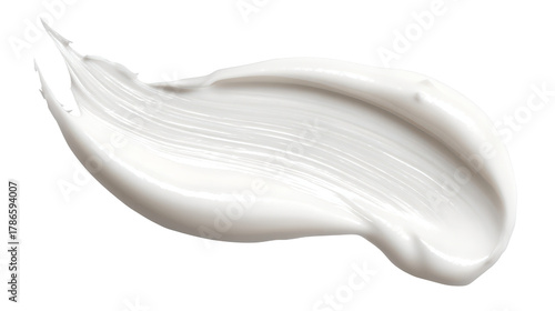 White cosmetic cream smear swatch isolated on white background. BB cream texture. Transparent background