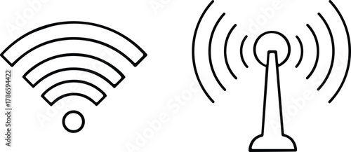 Wi-Fi icon, radio tower, wireless signal, internet connectivity, communication technology, digital network, signal strength, telecom, broadcast, infrastructure