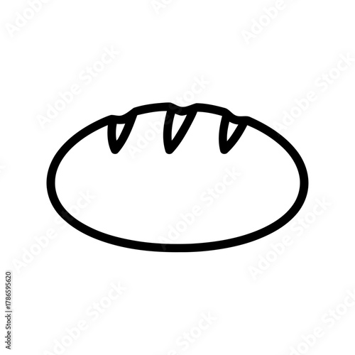 Line drawing of loaf of bread with crusty top on clean white background