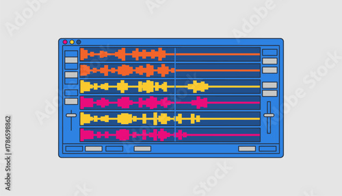 A screen displaying a beatmaking software interface with colorful MIDI patterns reflecting the energy of a dance track in progress.
