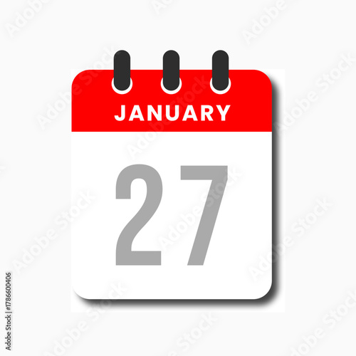 Clean flat January 27 calendar vector, great for planner apps and productivity tools.