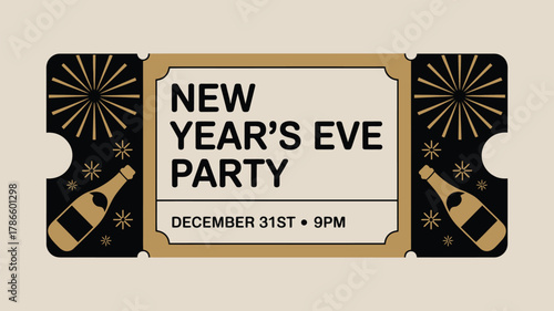 New year's eve party event celebration ticket festive vector art