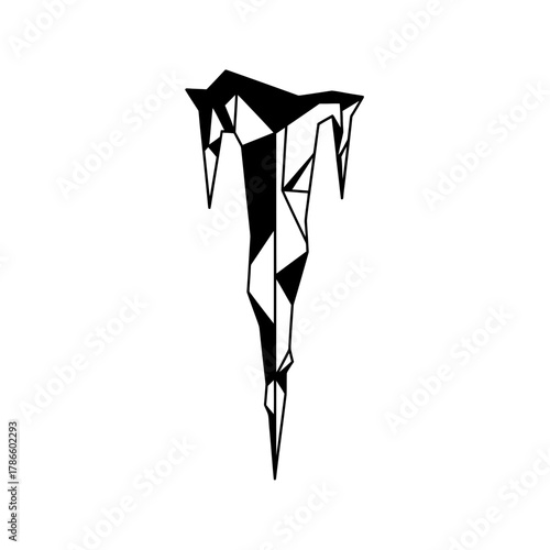 Black geometric icicle icon in minimalistic style  