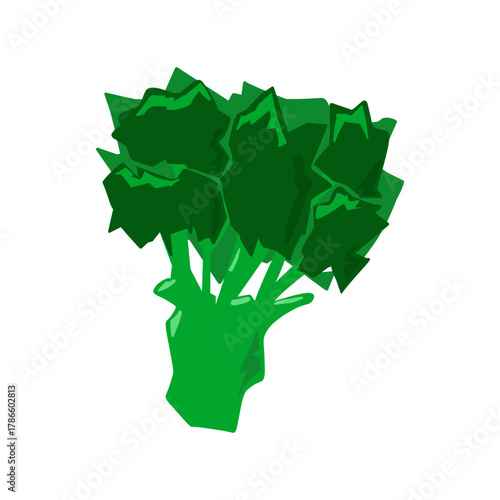 Broccoli icon flat cartoon style. Abstract green vegetable design, simple plant print for healthy food app, vitamin diet concept. Vector illustration