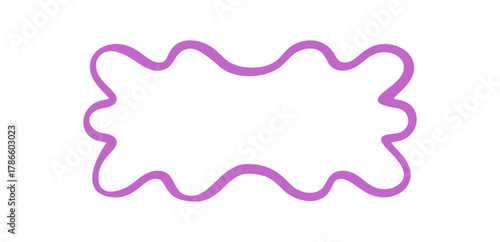 Groovy wavy squiggle outline frame in purple forms a bold retro border. Abstract shape with a playful doodle element, ideal as y2k background or graphic accent for modern creative layouts.