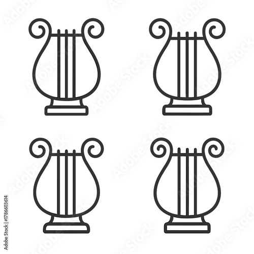 Seamless classic lyre pattern - musical instrument design background