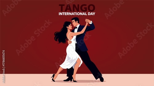 Tango International Day Man Woman Dance, art video illustration.
