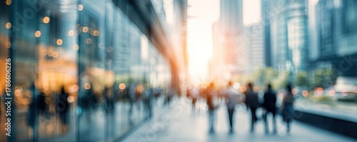 Wallpaper Mural Abstract city scene with blurred figures and office building bokeh Torontodigital.ca