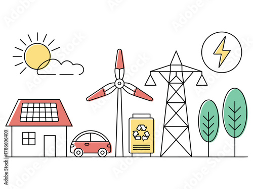 Renewable energy sources power a sustainable future for homes and transportation.