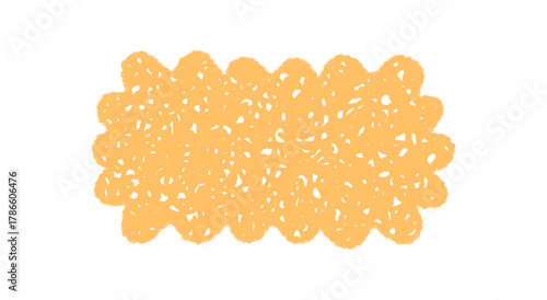 Groovy retro hatched orange rectangle border with crayon sketch outline and chalk shading. Graphic frame and y2k style bring a playful background with creative accent for any decorative frame use.