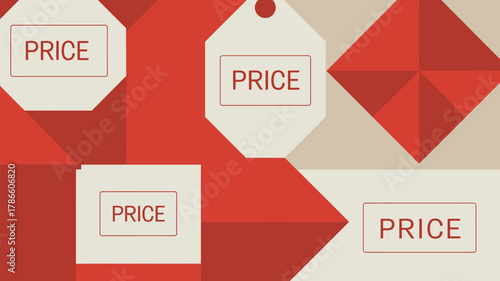 Geometric price tags and abstract shapes for retail marketing