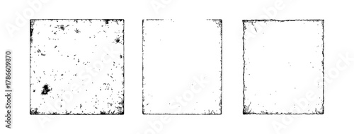 Grungy Paper Textures with Distressed Edges on an Isolated White Background