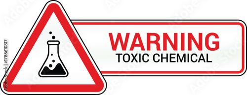 Warning toxic chemical hazard sign, flask symbol for laboratory safety notice