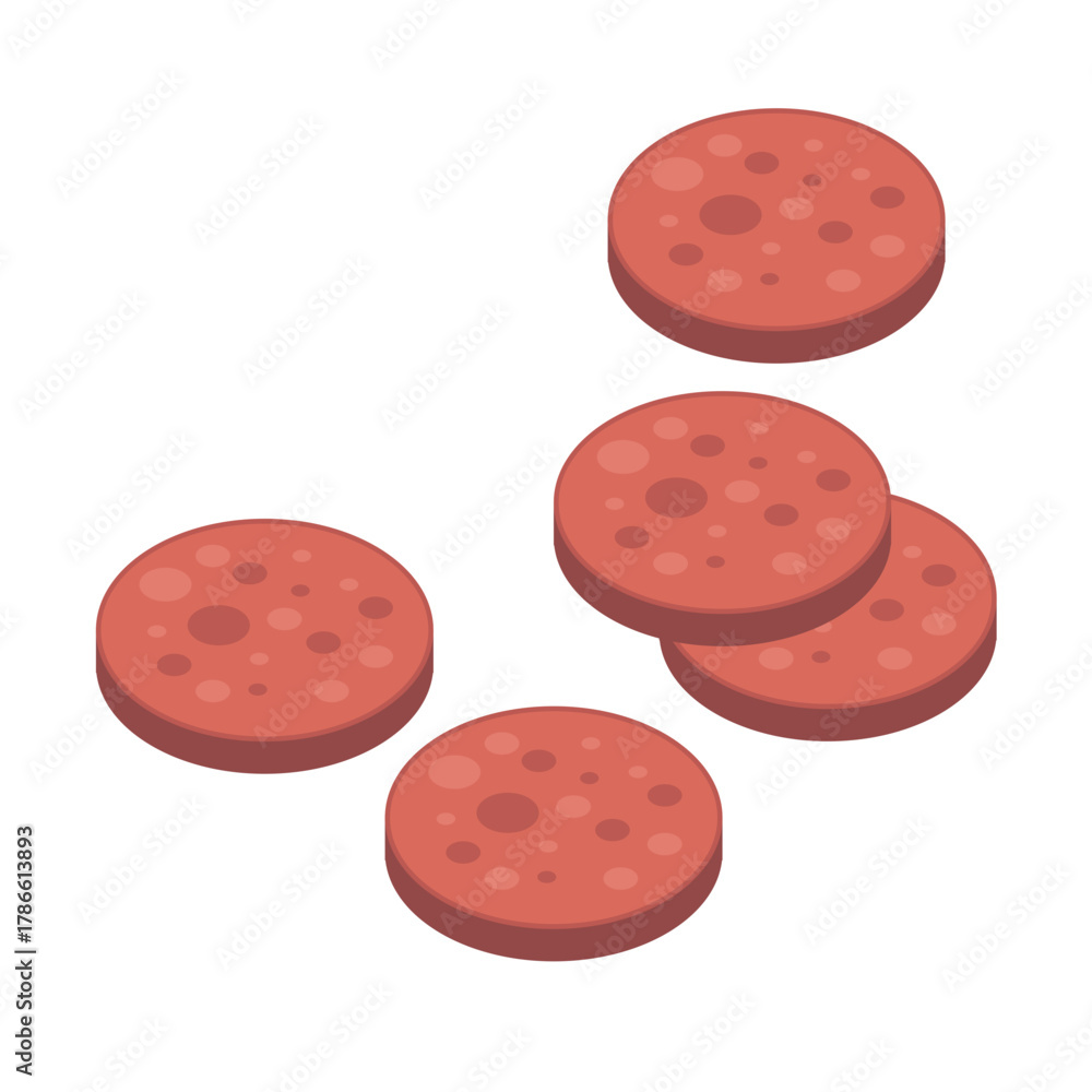 Fototapeta premium Sausage slice vector