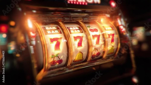 Casino Jackpot: An image captures the bright allure of a casino slot machine hitting the jackpot, a symbol of fortune and the thrill of potential winnings.