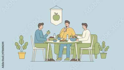 A cozy break room where employees are enjoying healthy snacks from a companysponsored wellness program promoting healthy eating habits.