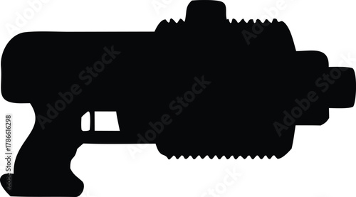 Sci fi ray gun silhouette isolated on white background