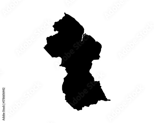 Elegant flat black vector illustration of Guyana country map silhouette for cultural, design, and educational uses