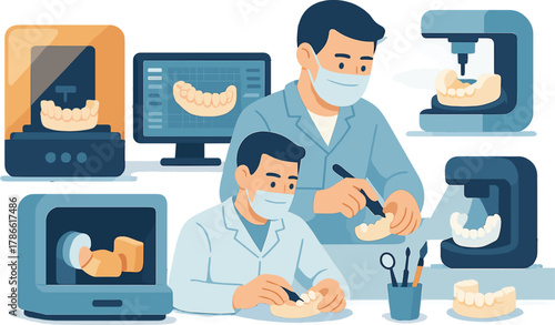 Dental Laboratory Illustration — 3D Printing and Modern Digital Prosthetics Production
