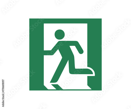 ISO 7010 E001 – Emergency exit (left hand) sign. Running man symbol vector design and illustration.
