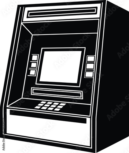 Black silhouette of an atm machine isolated on white background
