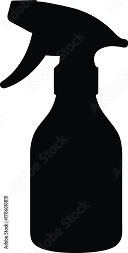 Black silhouette of a spray bottle isolated on white background