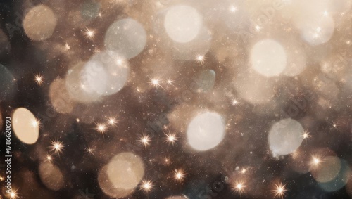 Abstract Bokeh Lights Background with Golden Sparkles and Soft Glow.
