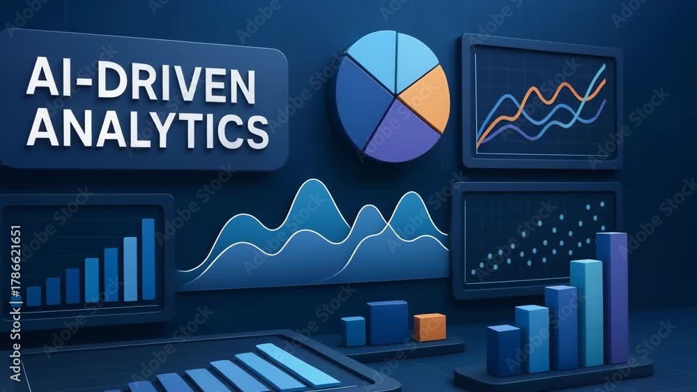 A modern design showcasing AI-driven analytics with various graphs ...