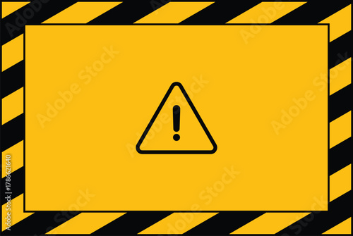 Warning line striped rectangular background. Yellow hazard striped border