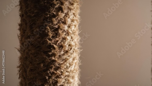Close-up of a textured tree trunk with rough bark in warm sunlight.