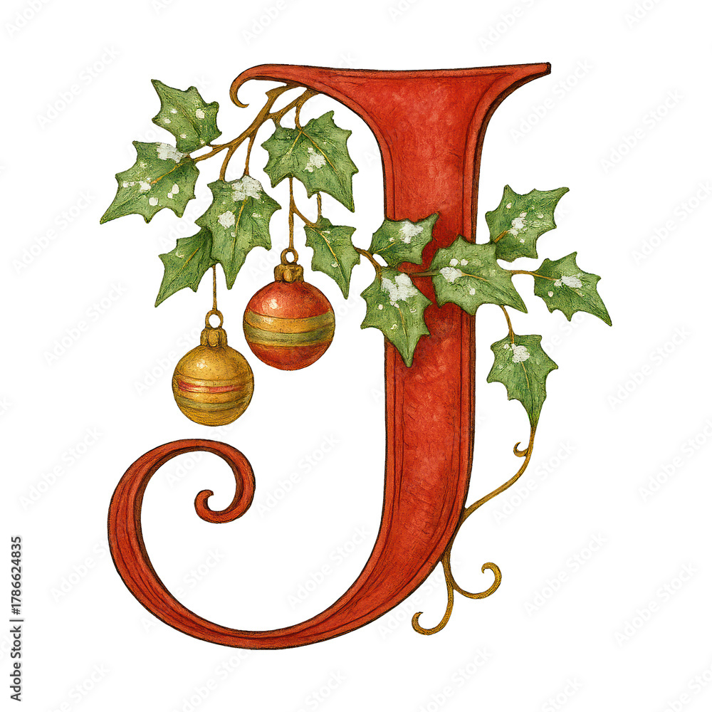 Fototapeta premium PNG Festive letter J illustration, transparent background
