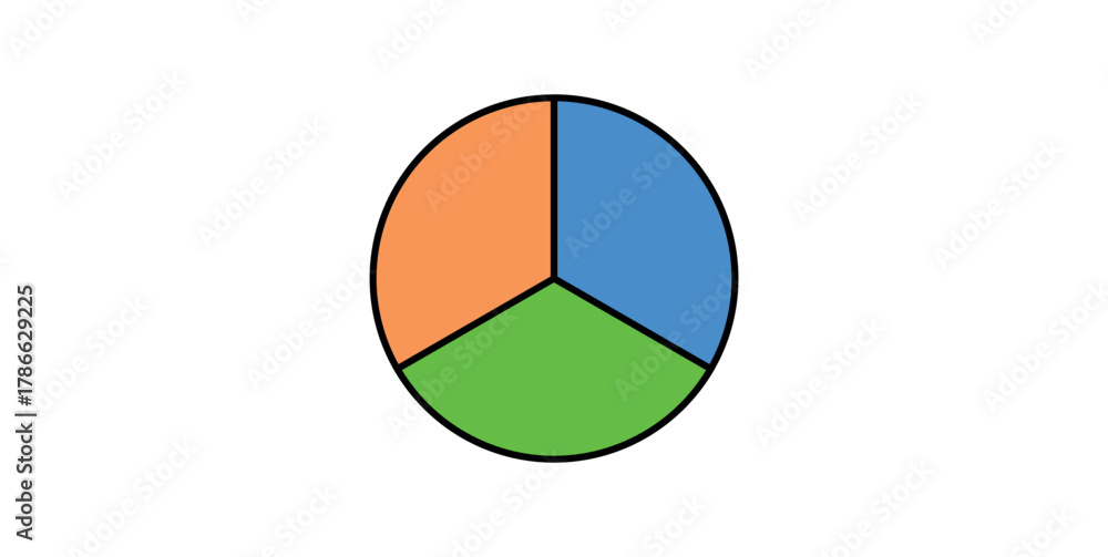 Fototapeta premium Circle Divided into Three Equal Segments.