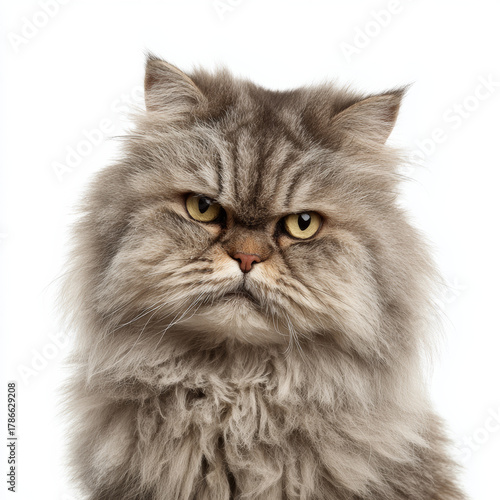 Persian cat looking grumpy a fluffy feline portrait