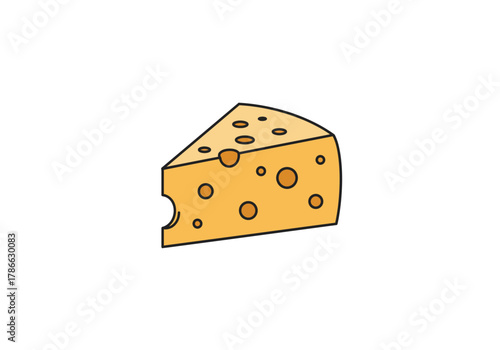 A cartoon illustration of a wedge of Swiss cheese with holes on a white background