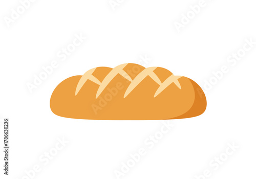 Illustration of a goldenbrown loaf of bread with lightcolored crosscuts