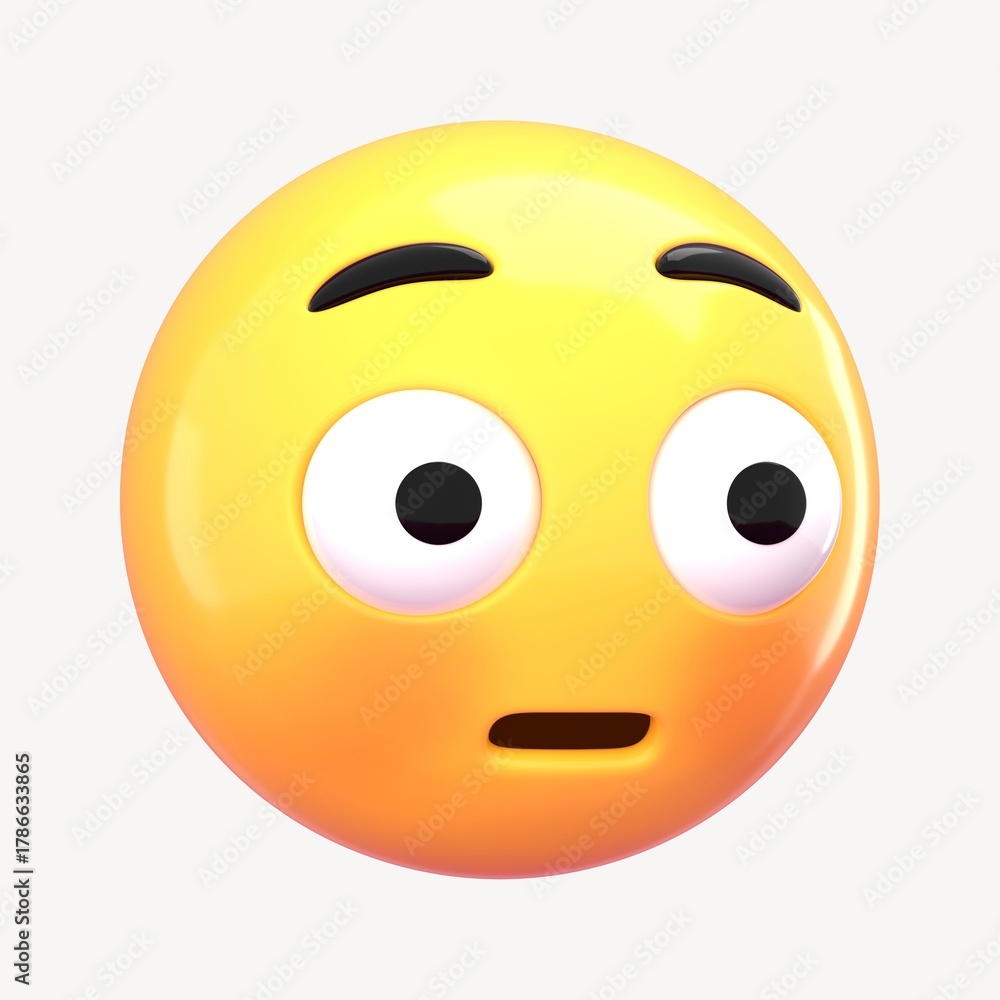 Fototapeta premium 3D flushed face emoticon illustration