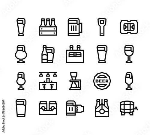 20 set of outline web beer icons such as beer, beer, vector thin icons for report, presentation, diagram, web design, mobile app