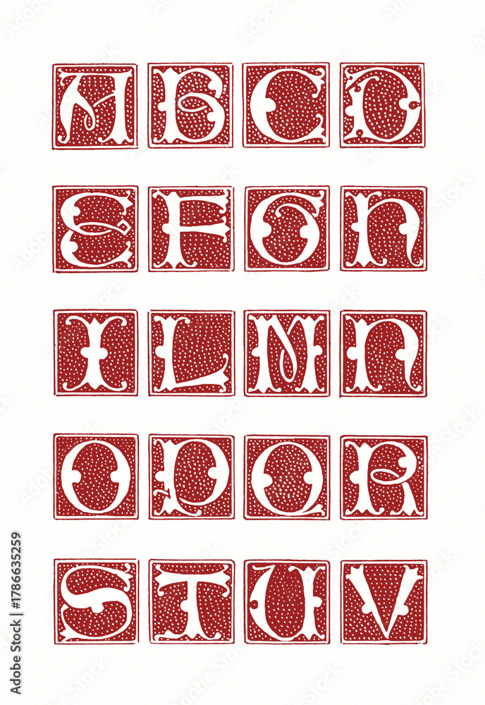 custom made wallpaper toronto digitalHand-drawn alphabet created with ink and pen. Decorative red lettering in artistic calligraphic style on white background.