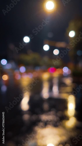 Wallpaper Mural Blurred tranquil dreamy night city roat at rain times Torontodigital.ca