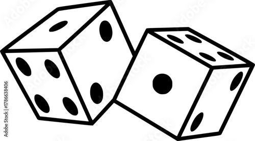 Two Dice icon. casino symbol isolated on White Background, gambling game business concept, Vector Illustration
