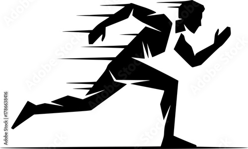 man fast run icon in flat style, athletics, marathon, rush symbol vector illustration

