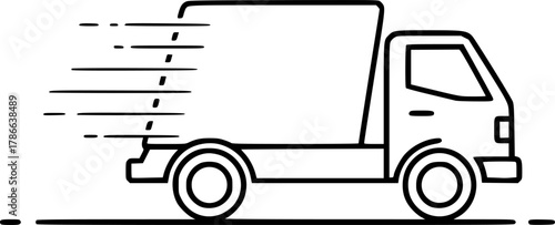 fast delivery truck icon in thin line style, express delivery symbol on white background, vector illustration eps10
