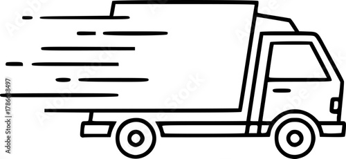 fast delivery truck icon in thin line style, express delivery symbol on white background, vector illustration eps10
