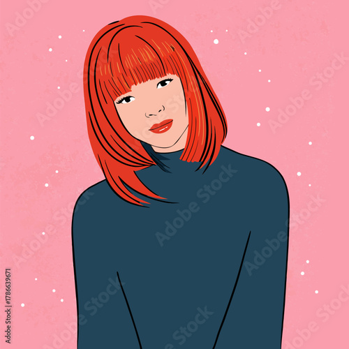 Vibrant Red-Haired Woman in Stylish Jumper Portrait
